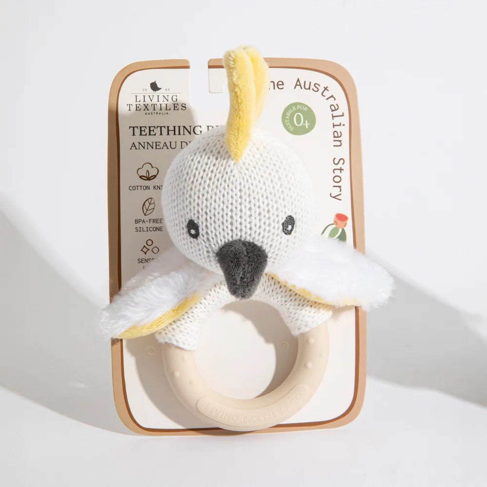 Living Textiles Co. Australiana Ring Rattle | Colin the Cockatoo