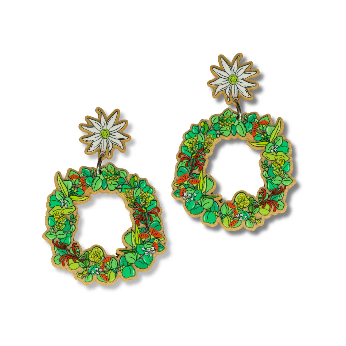 Busy Head Earrings | Australian Native Floral Wreath Drop Studs