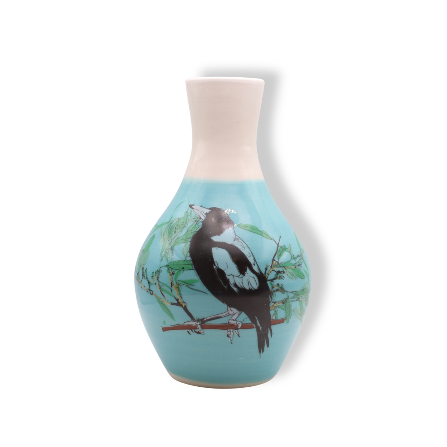 Blue House Porcelain Bud Vase | Magpie with Eucalyptus
