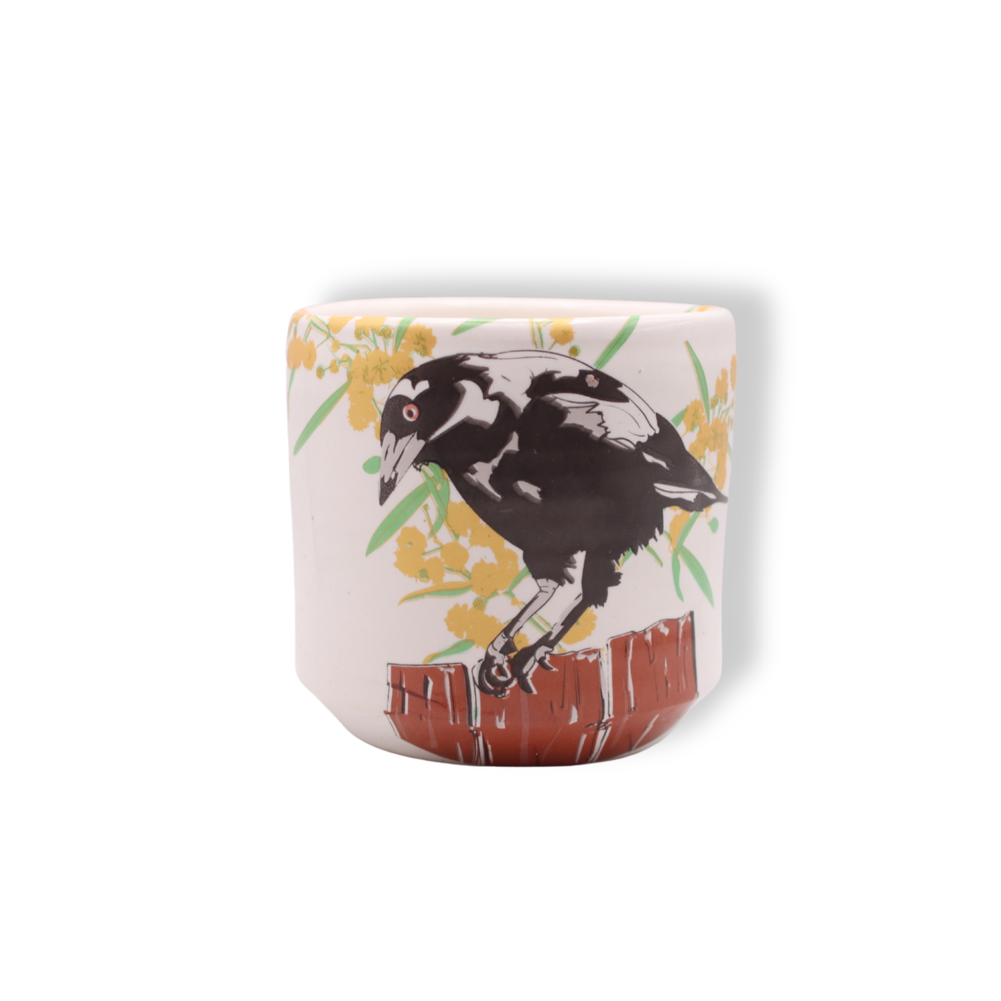 Blue House Porcelain White Latte Cup | Magpie with Wattle