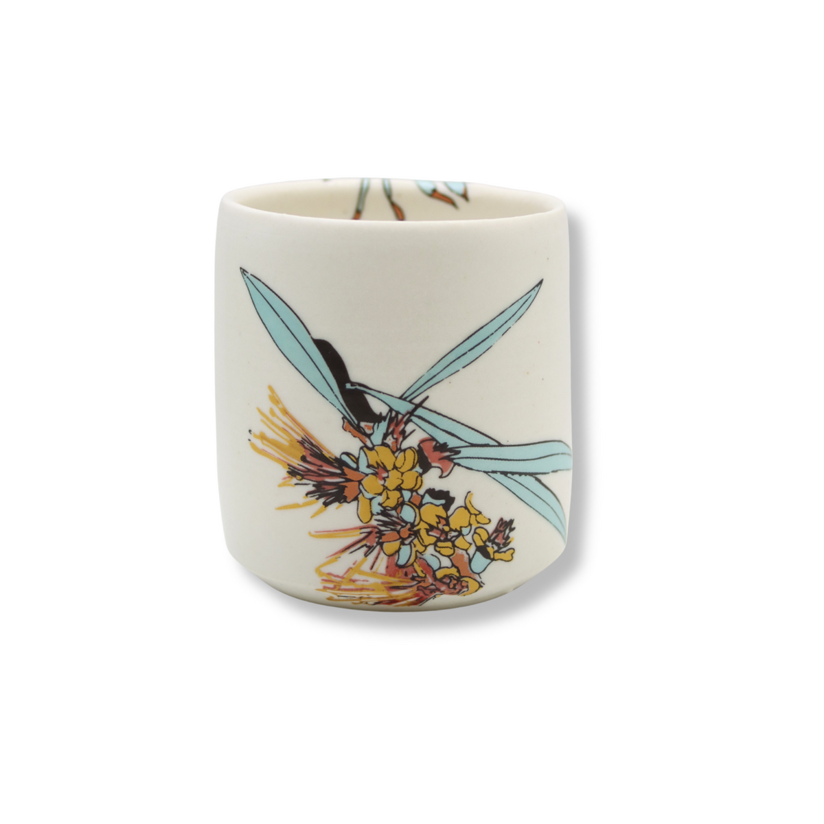 Blue House Porcelain White Latte Cup | Bottlebrush #1