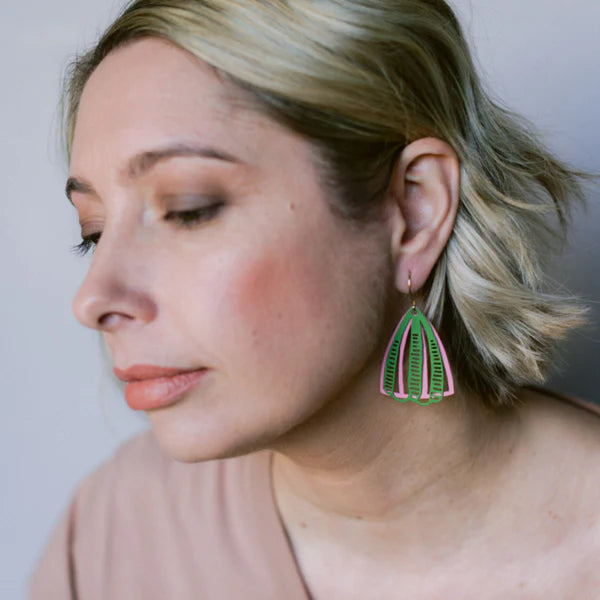 Denz Boho Colour Pop Earrings | Pink & Green