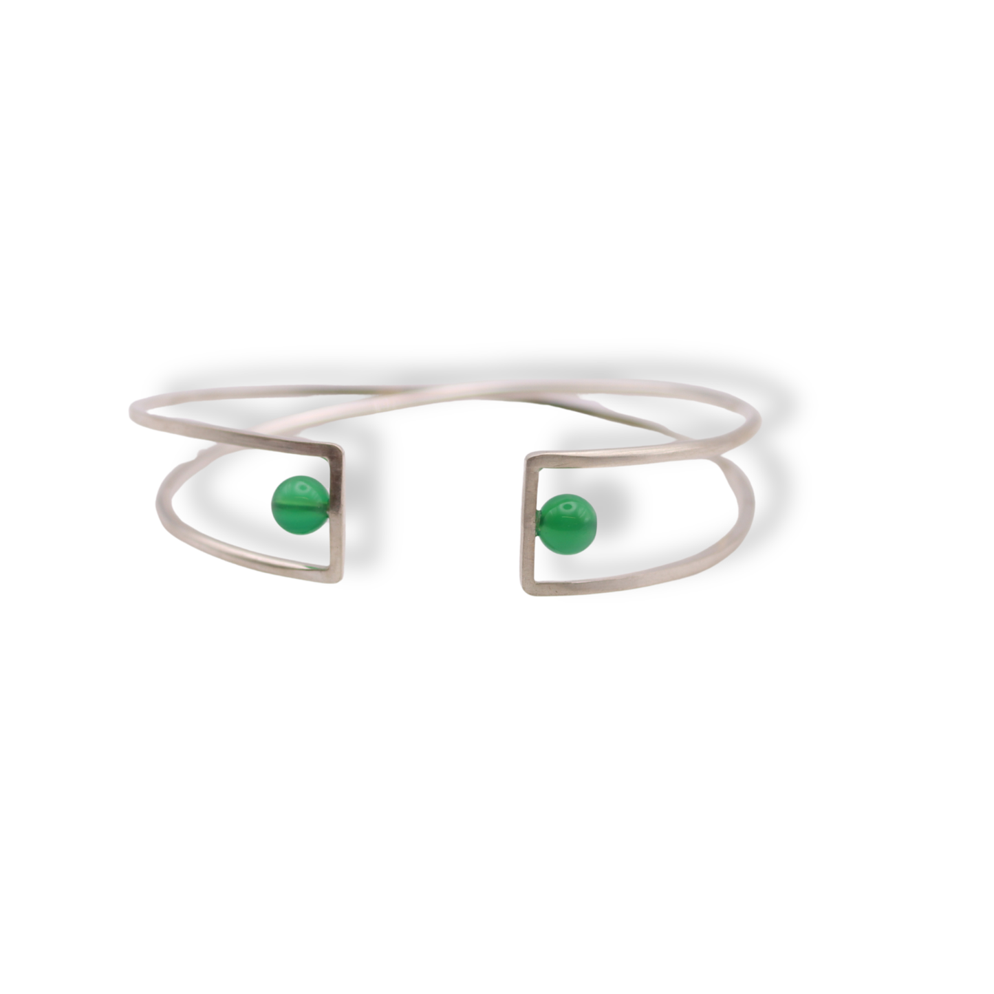 C.K.D. Bangle | Brushed Sterling Silver with Malaysian Jade
