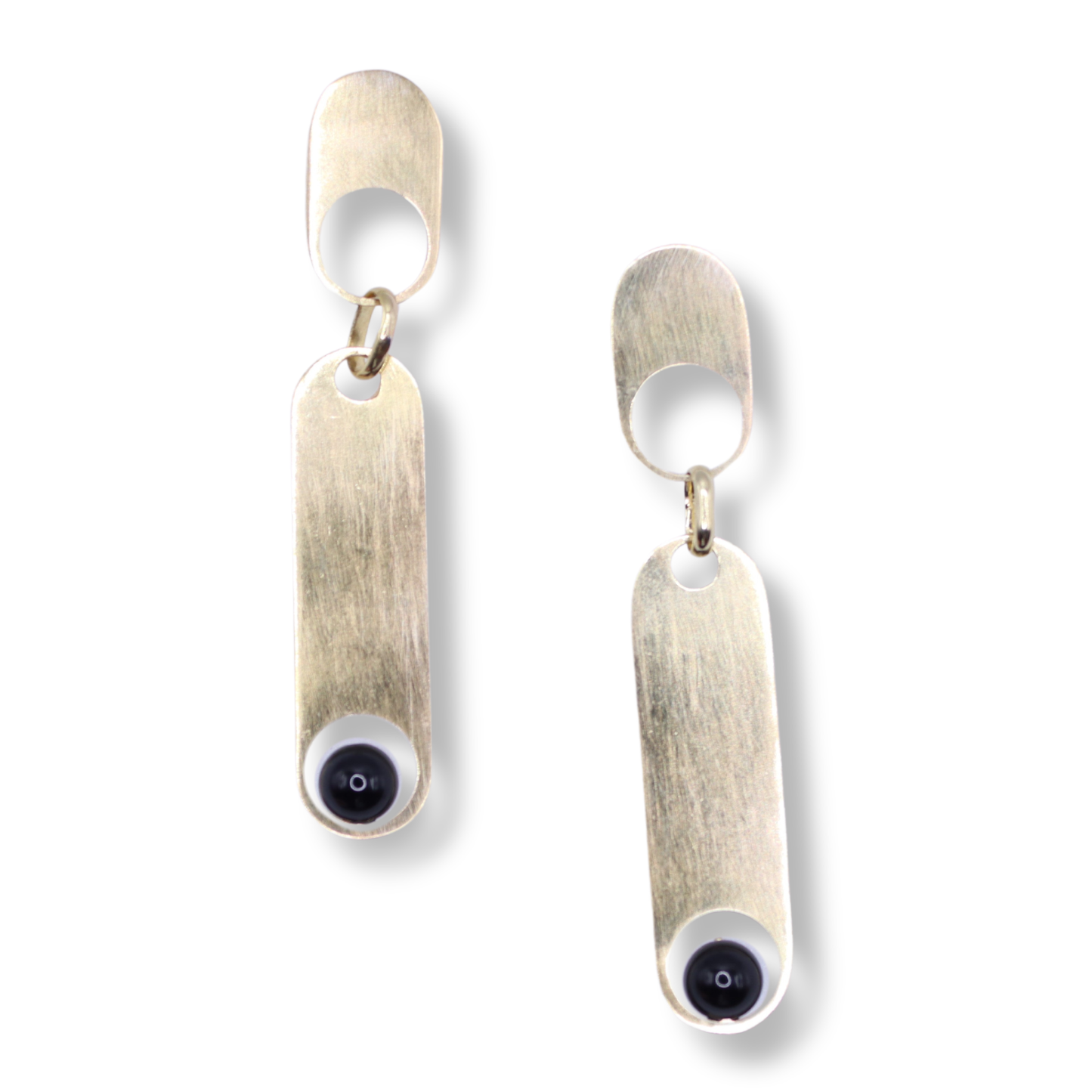 C.K.D. Earrings | Gold Plated Oval Drops with Black Onyx