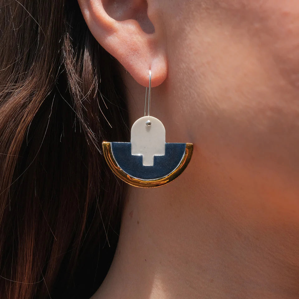 Erin Lightfoot Earrings | Navy Deco Drops