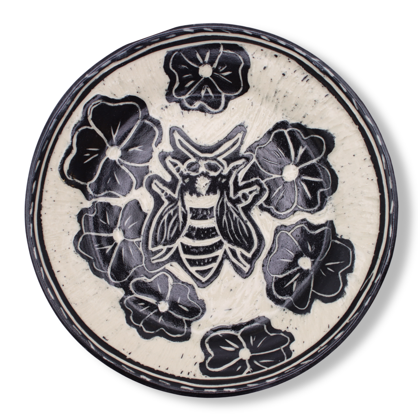 Donna Saunders Ceramics Carved Side Plate | Blue Banded Bee #2