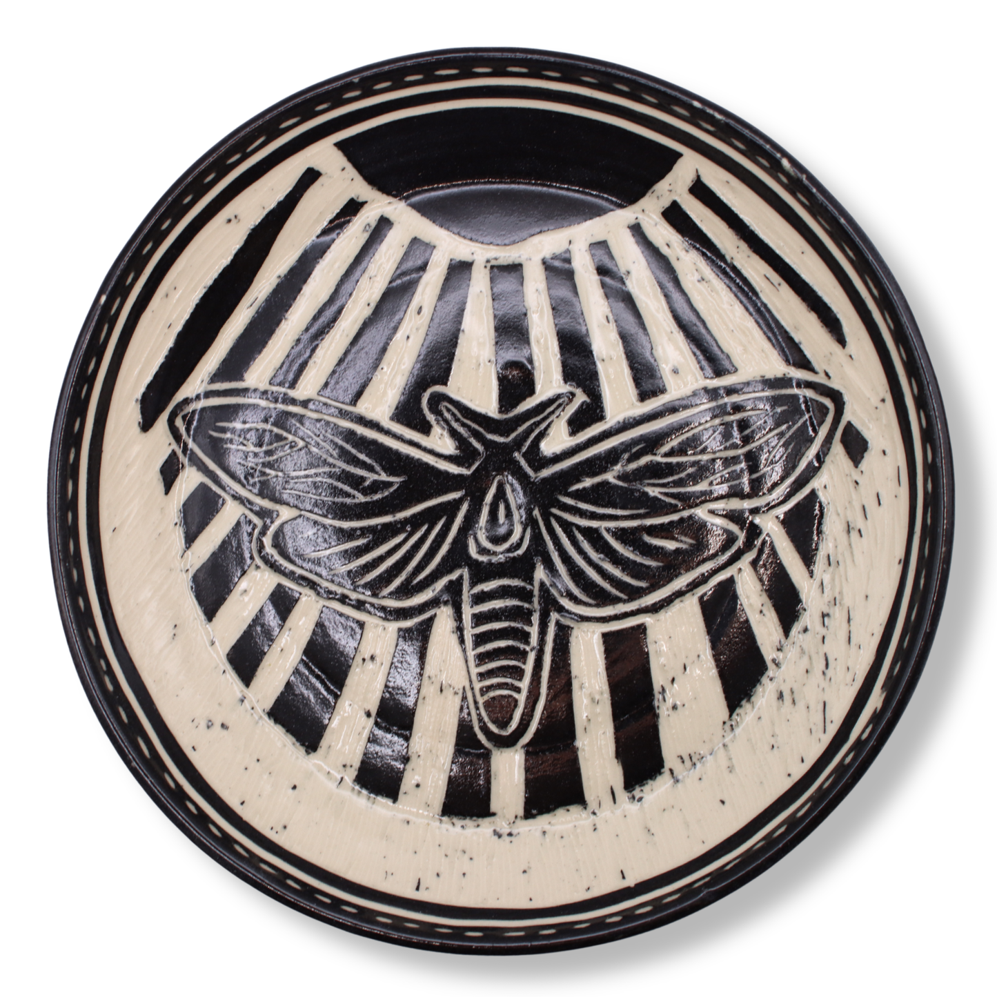 Donna Saunders Ceramics Carved Side Plate | Wood Moth #1