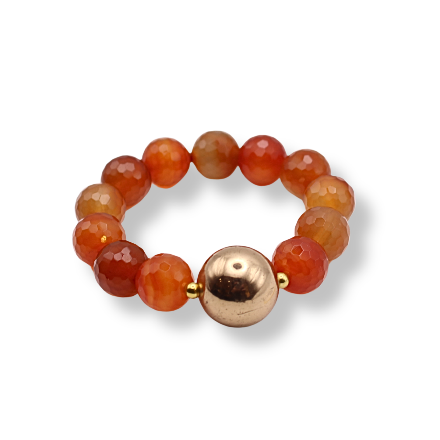 Draper Jewels Bracelet | Faceted Carnelian Beads with Large Gold Detail