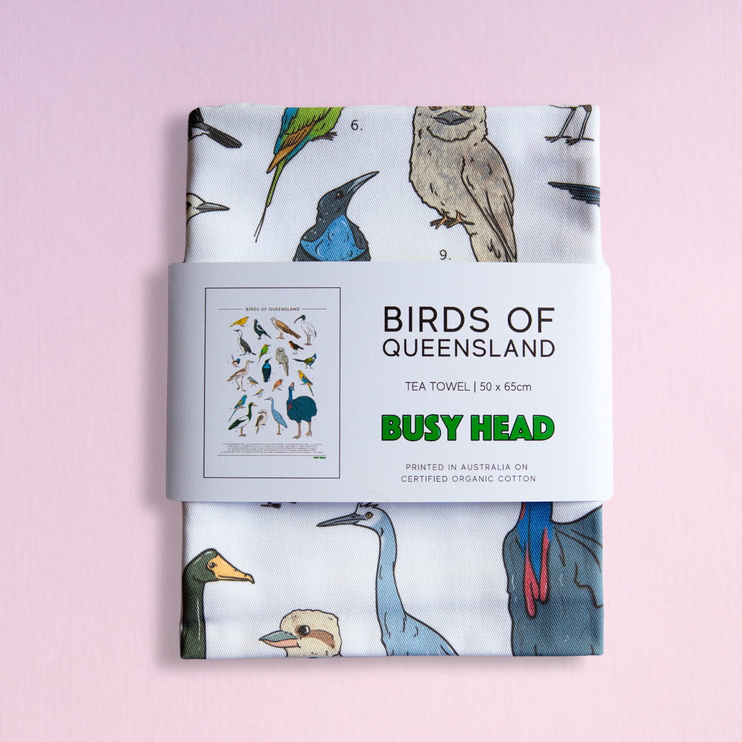 Busy Head Tea Towel | Birds of Queensland