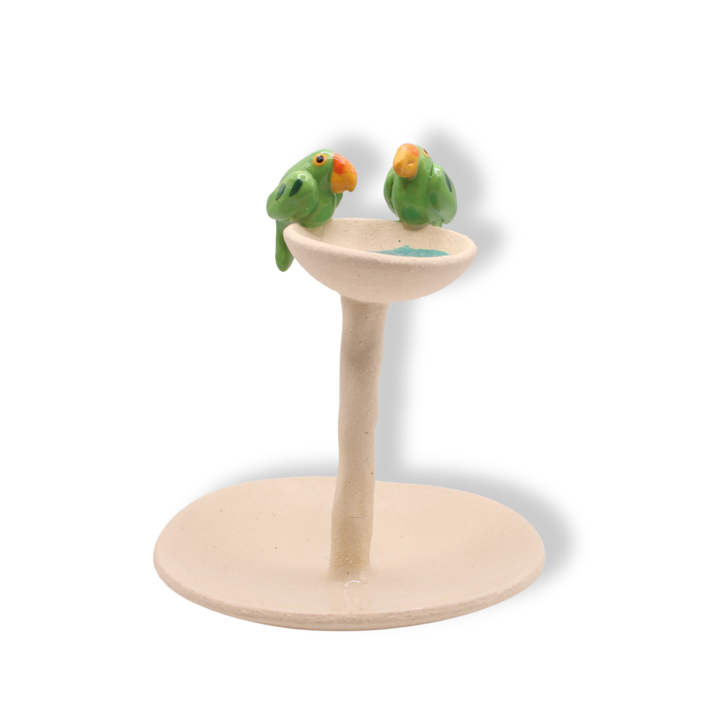 Green Bird Ceramics Bird Bath Treasure Dish | Parakeet