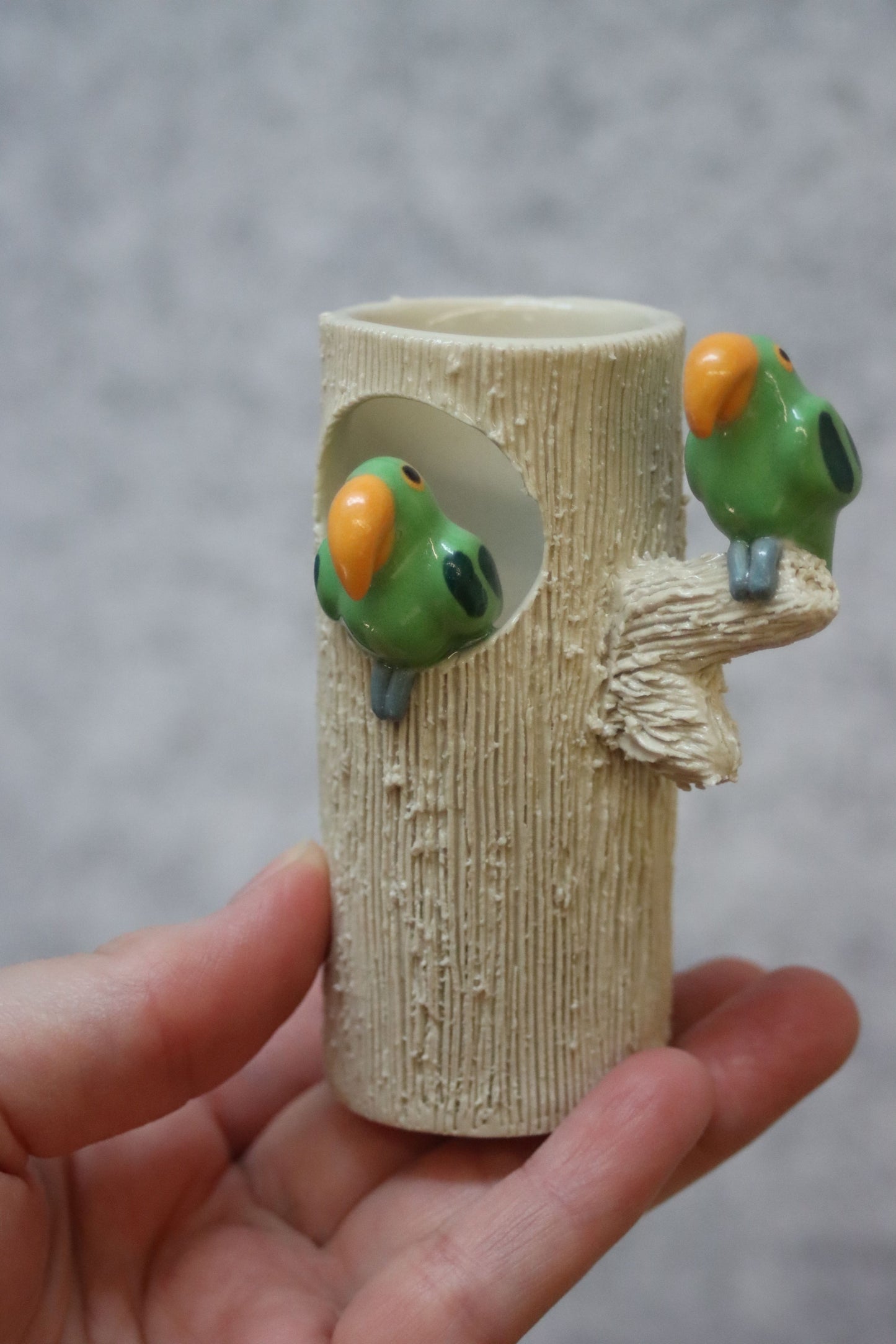 Green Bird Ceramics Perched Parakeet Vase | Mini