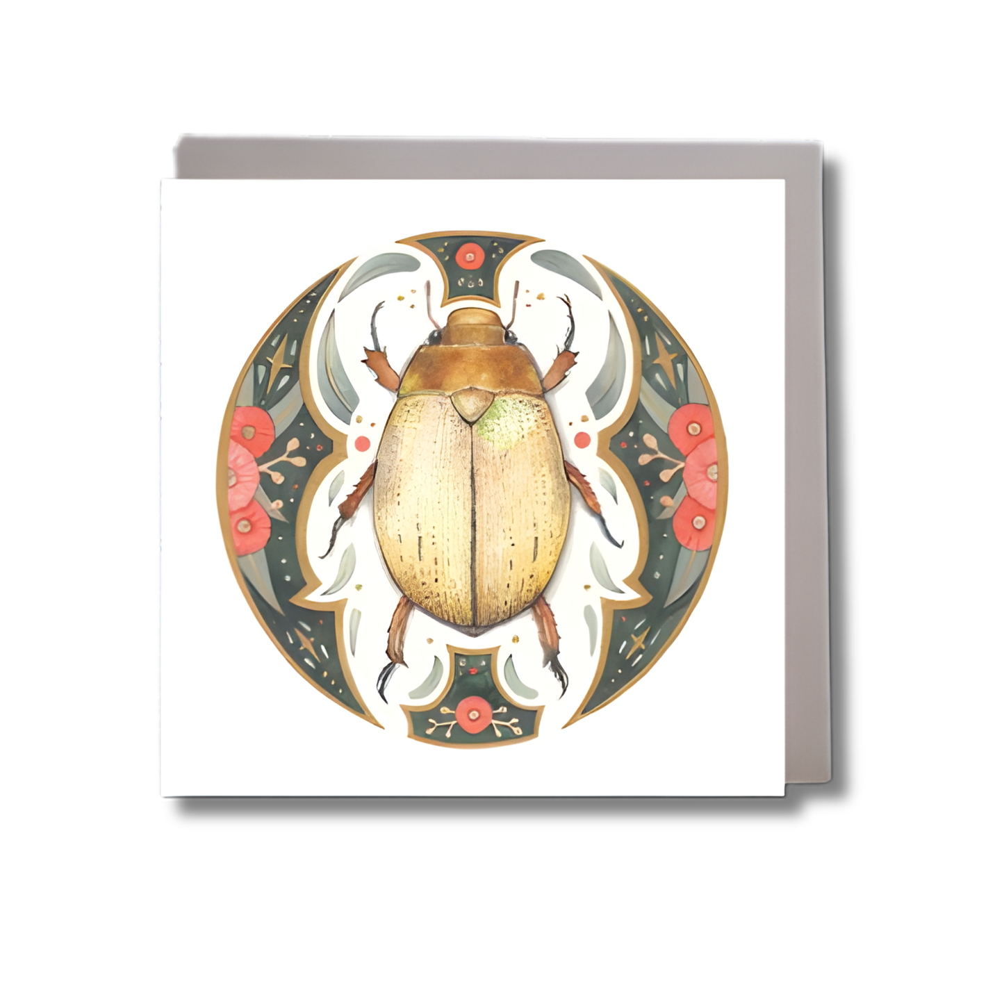 Ingrid Bartkowiak Square Greeting Card | Christmas Beetle