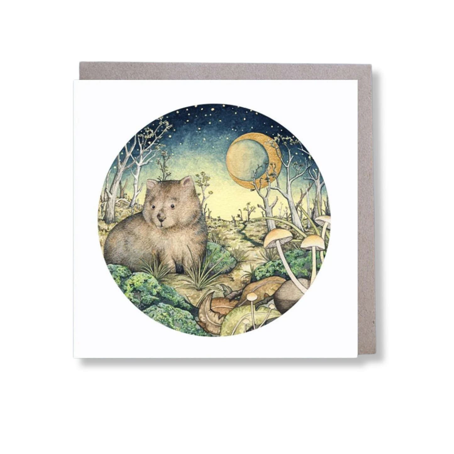 Ingrid Bartkowiak Square Greeting Card | Twilight Wombat