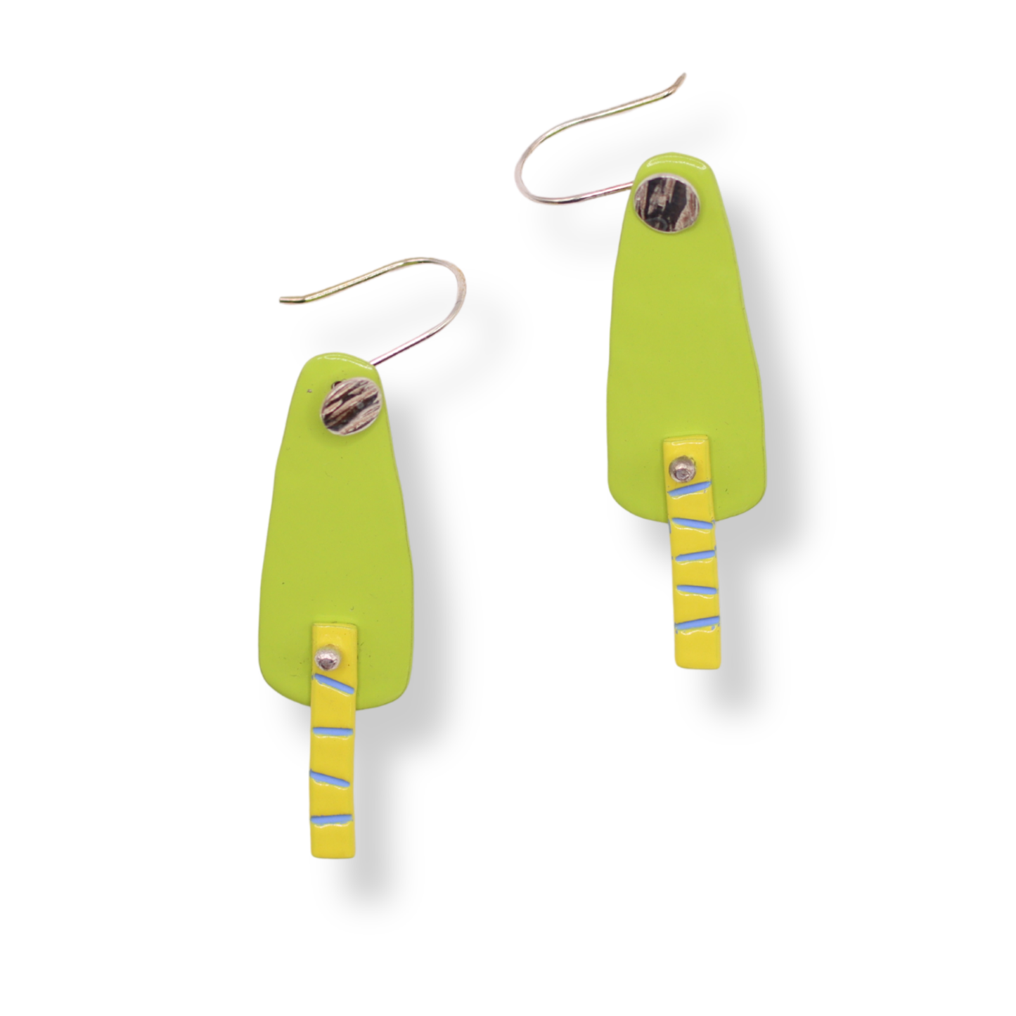 Katie Stormonth Earrings | Drop & Stick Hook Green & Yellow