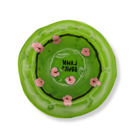 Lawn Bowls Glass Bowl | Green with Flowers