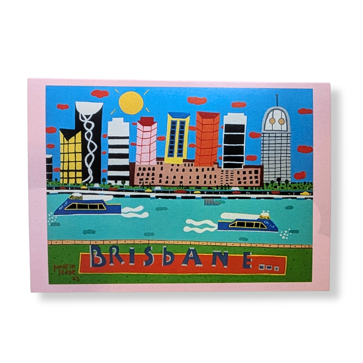 Martin Edge Greeting Card | City Cats on the Brisbane River