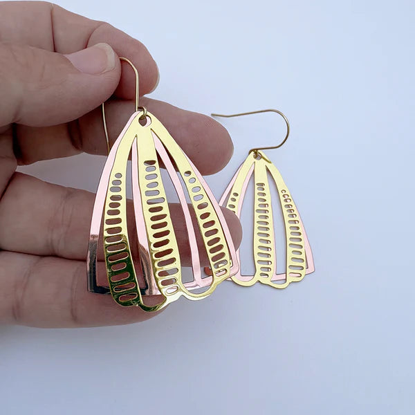 Denz Boho Mixed Metal Earrings | Gold & Rose Gold