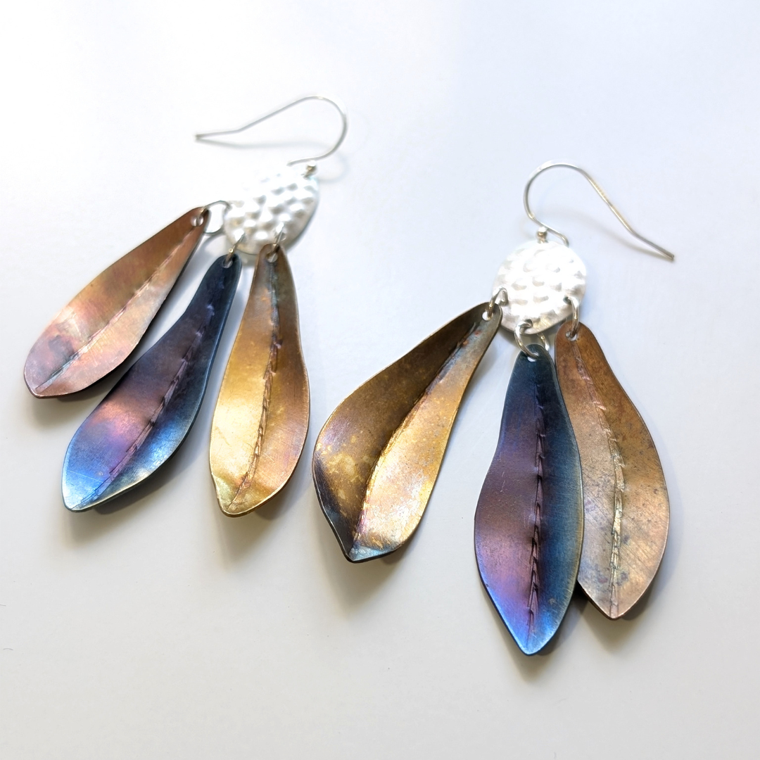 Nicole Jakins Earrings | Bush Leaves with Droplet #1