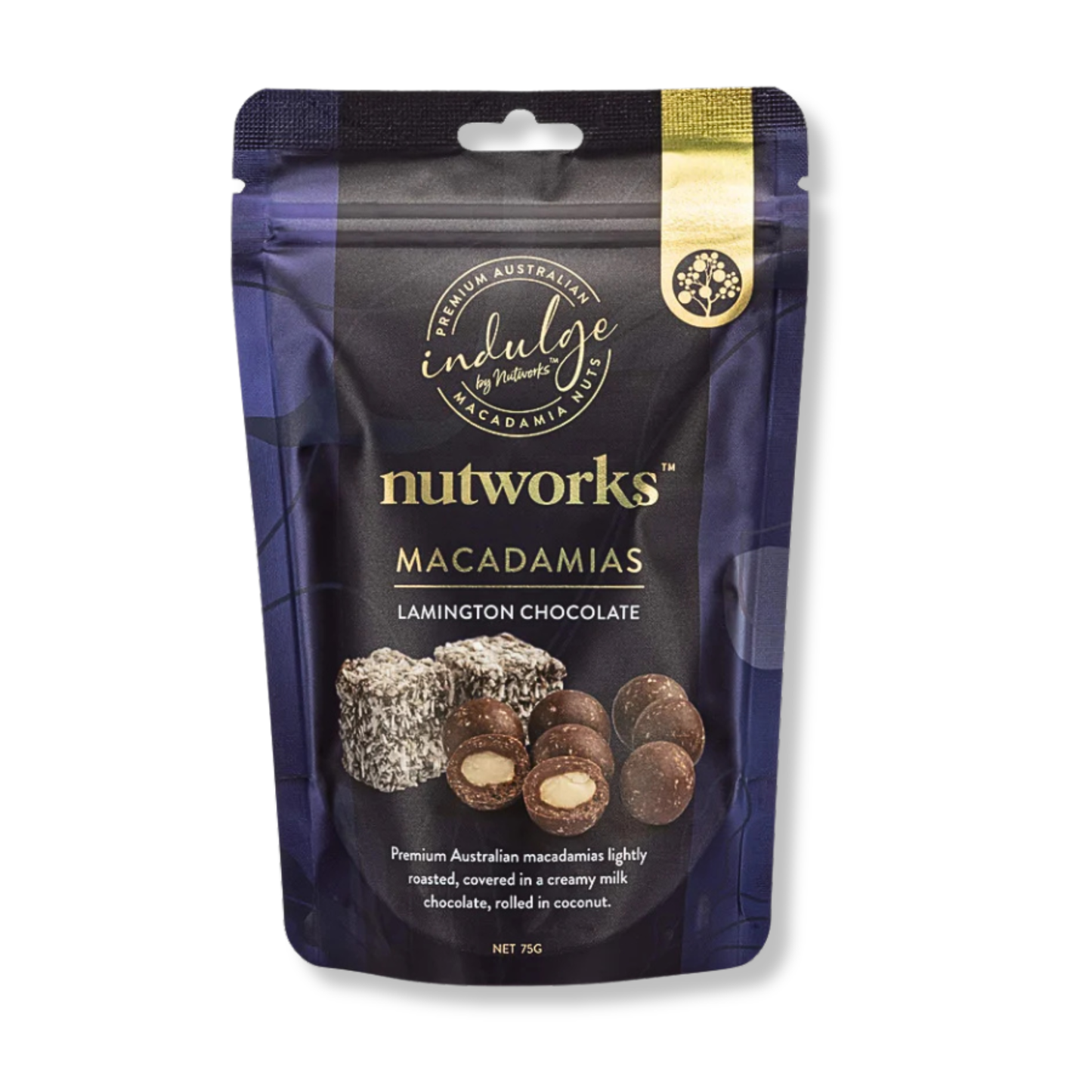 Nutworks Lamington Chocolate Macadamias 75g