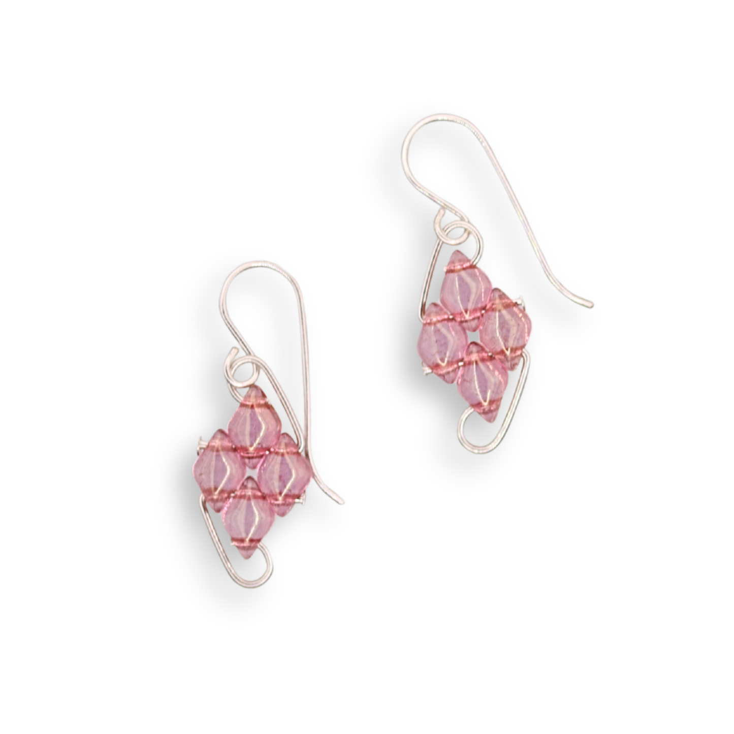 Paula Dunlop Diamond Wirework Earrings | Transparent Pink