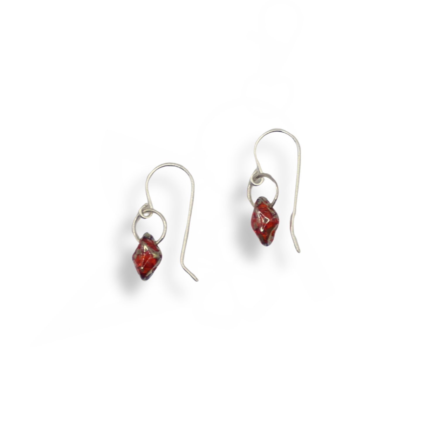 Paula Dunlop Lone Bead Earrings | Transparent Mottled Ruby