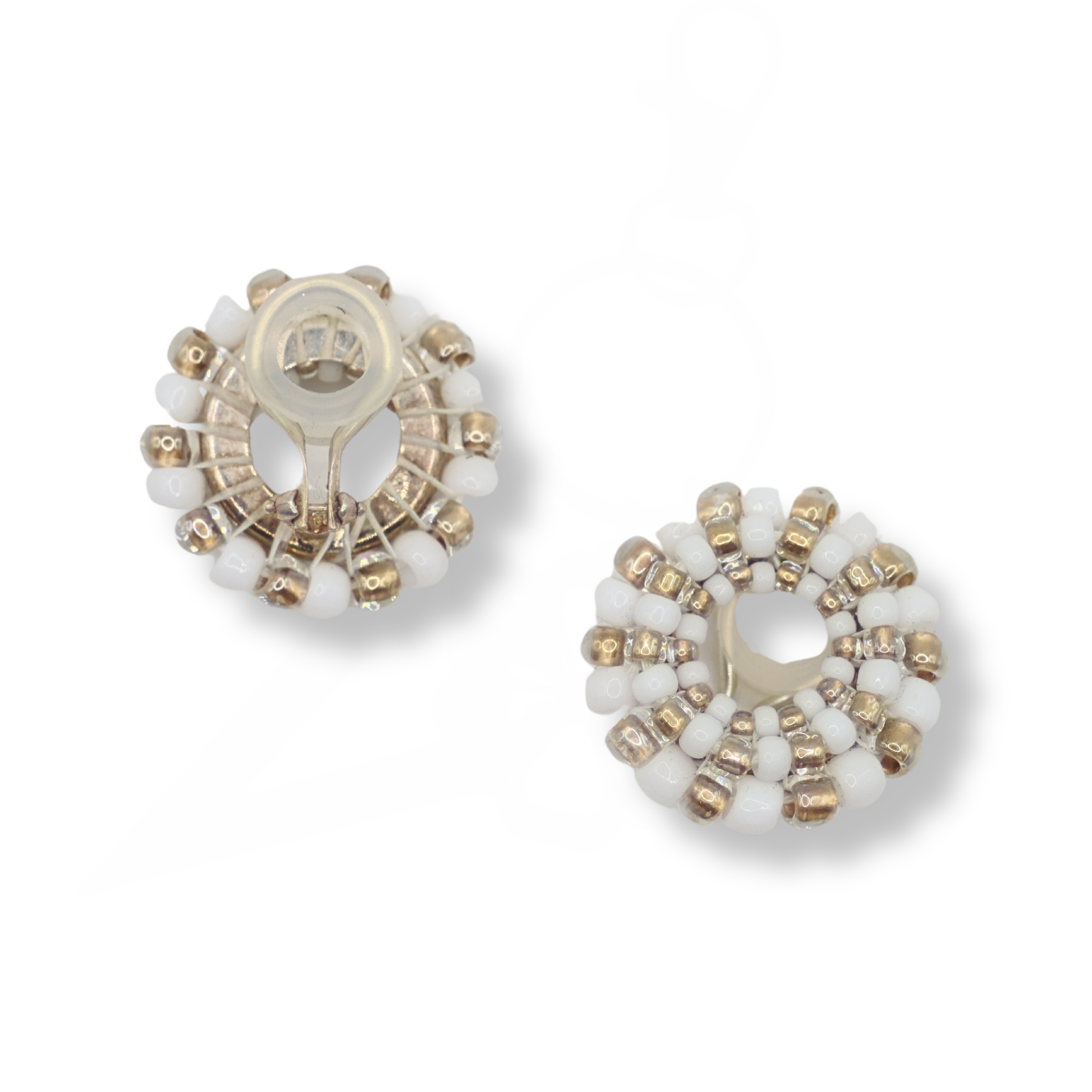 Paula Dunlop Clip On Earrings | Opaque White & Bright Gold