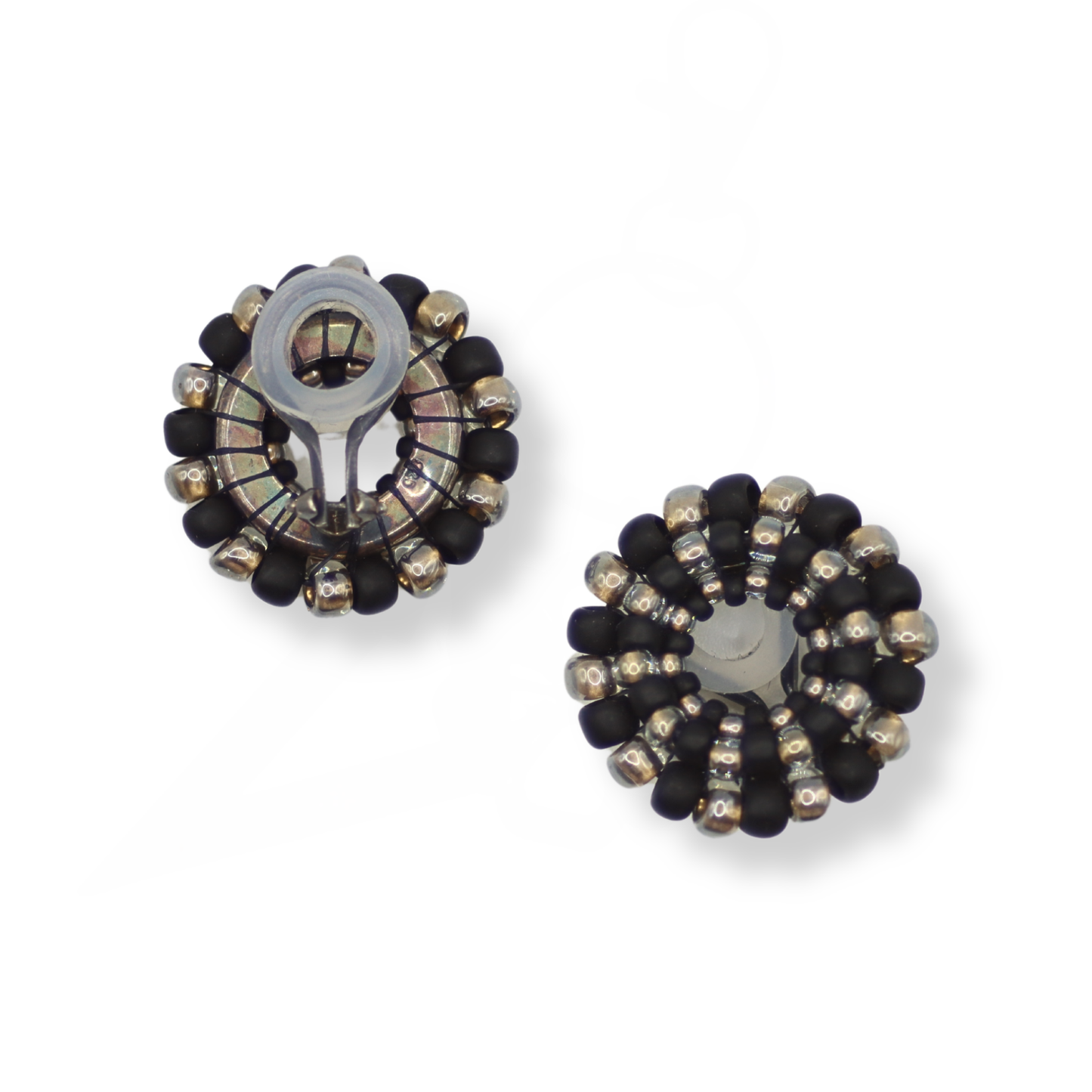Paula Dunlop Clip On Earrings | Matte Black & Dark Gold