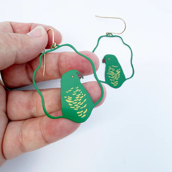 Denz Scaley-Breasted Lorikeet Earrings | Green, Yellow & Red