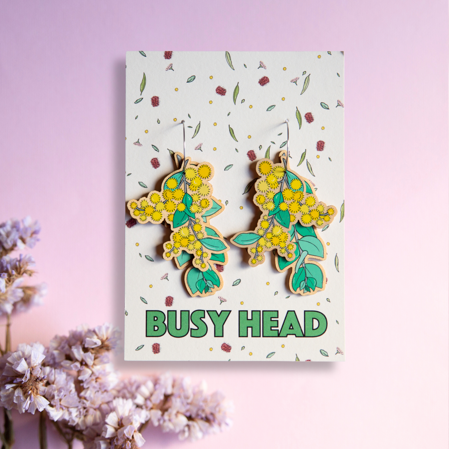 Busy Head Earrings | Statement Wattle Hoops