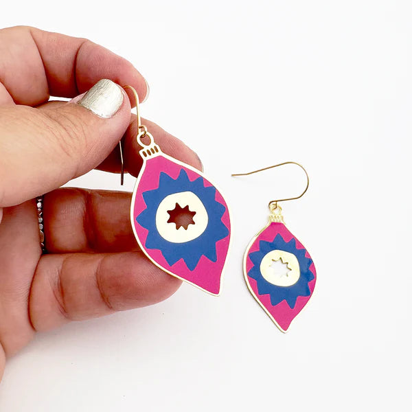 Denz Vintage Bauble Earrings | Pink & Navy
