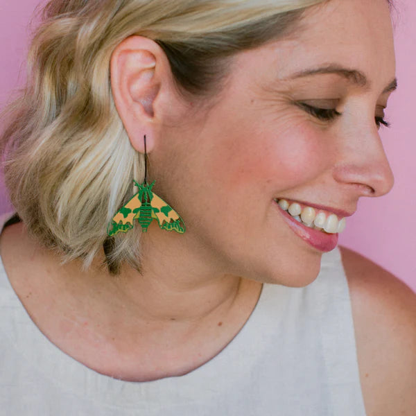 Denz Midi Moth Earrings | Lime Hawk