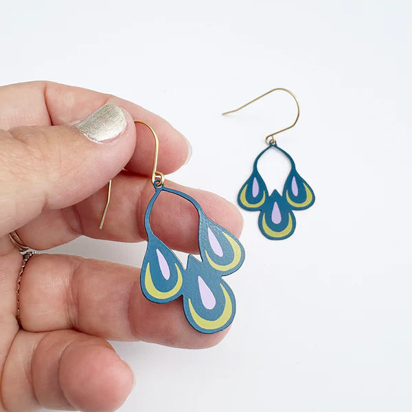 Denz Midi Spring Shape Earrings | #1 Navy, Pink & Yellow