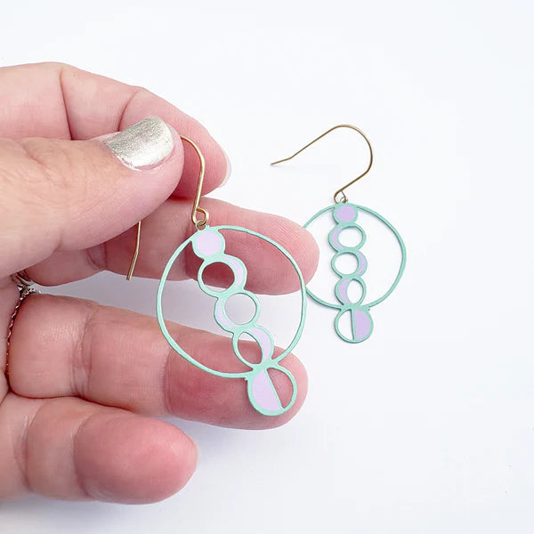 Denz Midi Spring Shape Earrings | #2 Mint & Pink