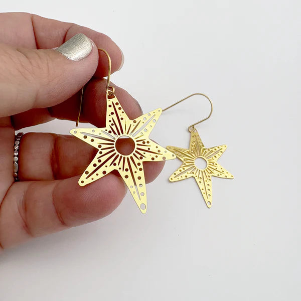 Midi Christmas Star Earrings | Gold
