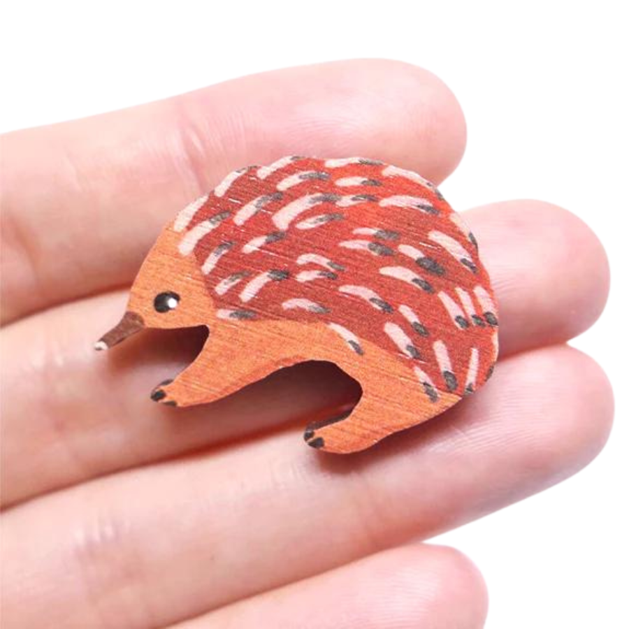 Pixie Nut Wood Pin | Echidna