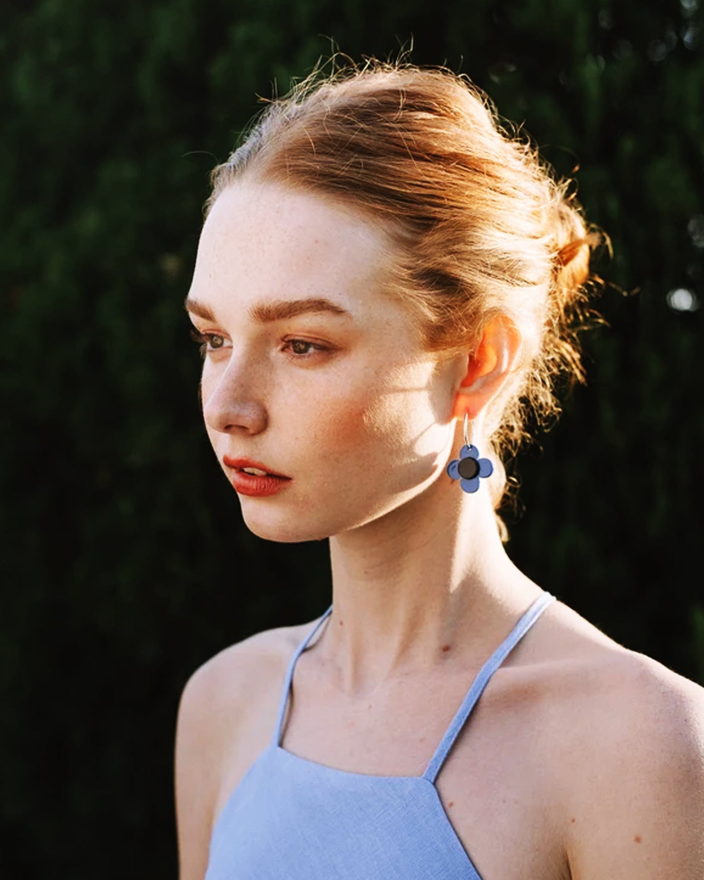 Erin Lightfoot Flower Hoop Earrings | Black