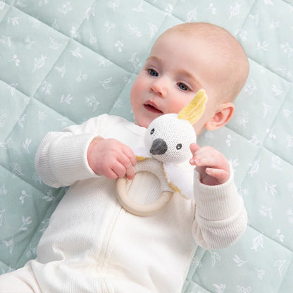 Living Textiles Co. Australiana Ring Rattle | Colin the Cockatoo