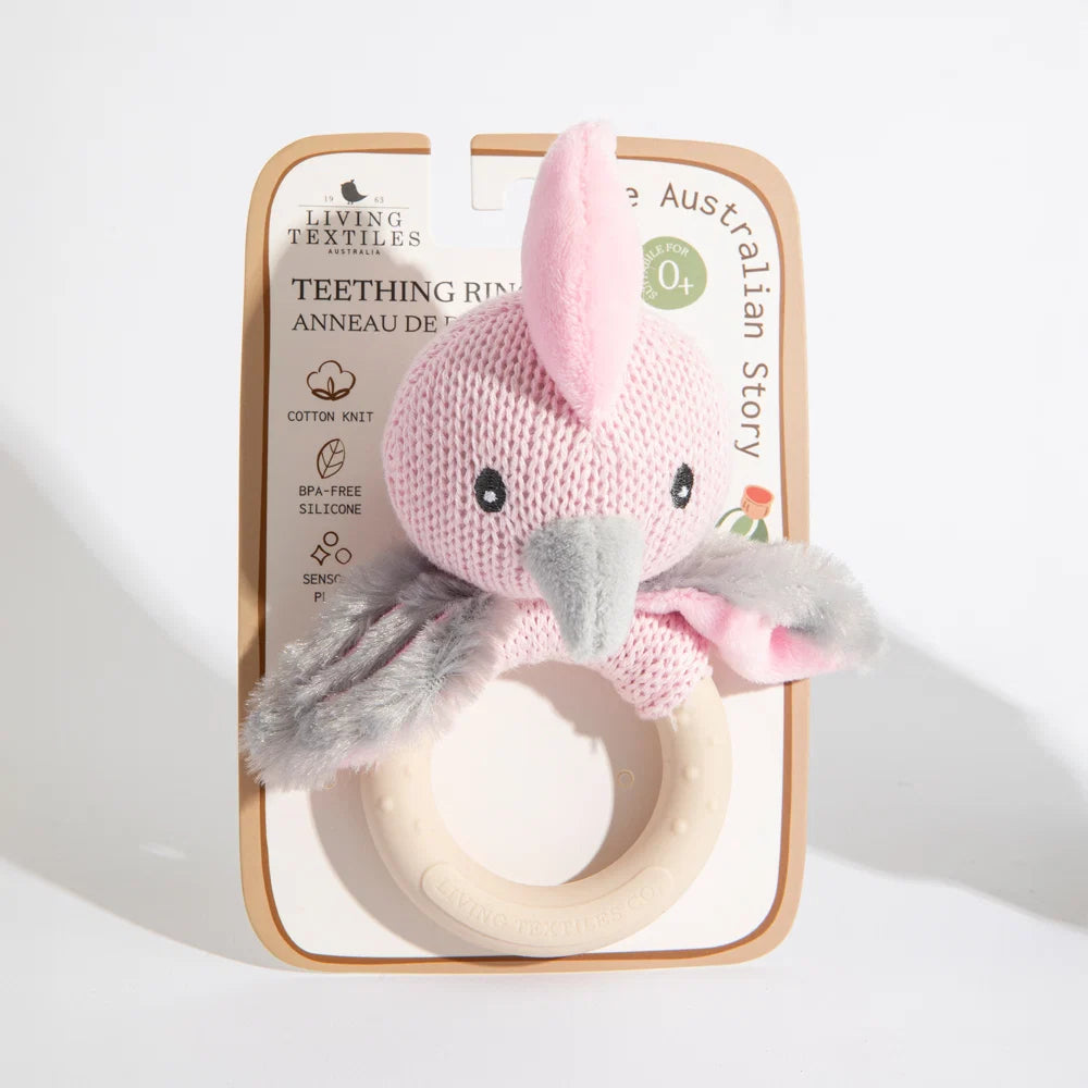 Living Textiles Co. Australiana Ring Rattle | Gary the Galah