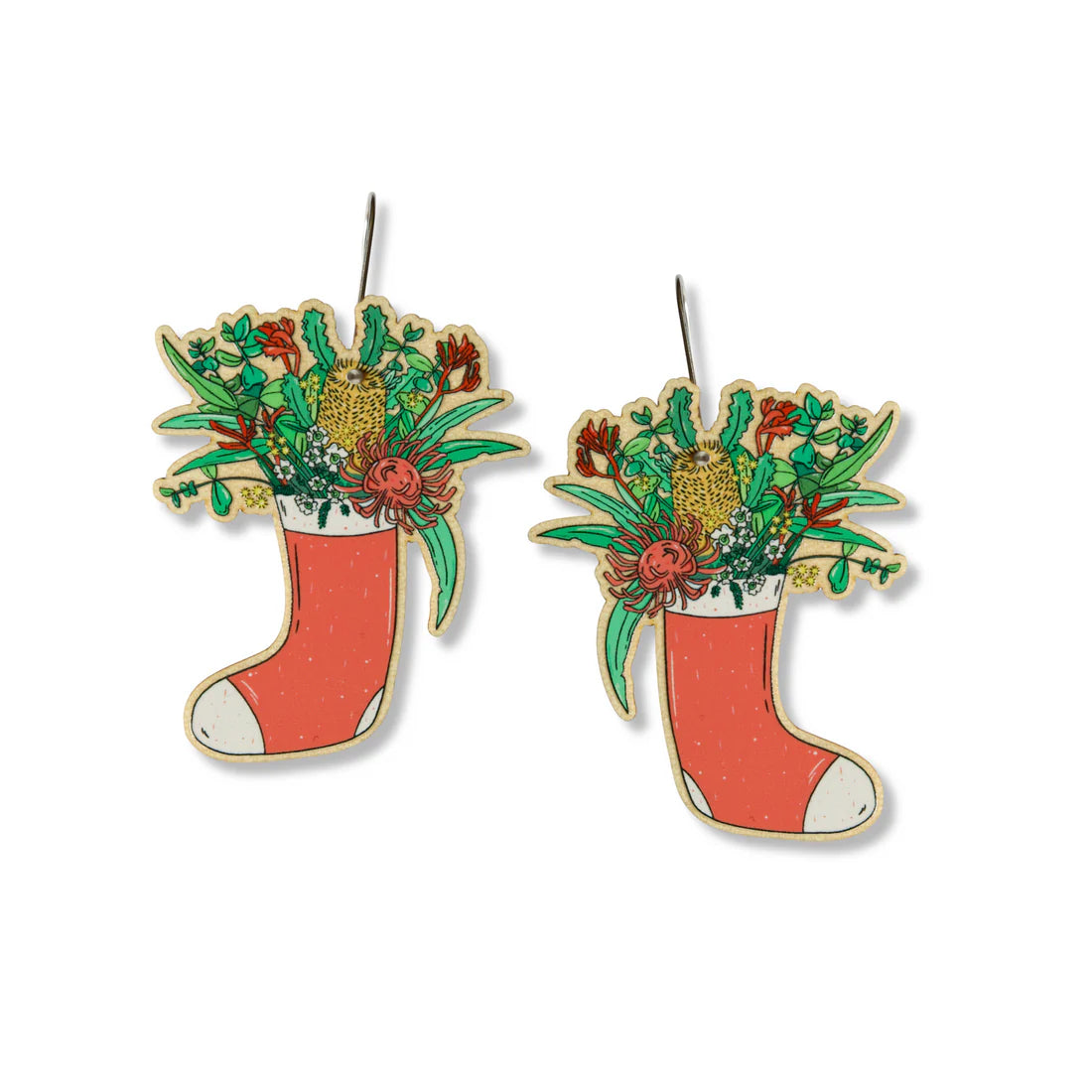 Busy Head Earrings | Festive Australian Floral Stocking Dangle
