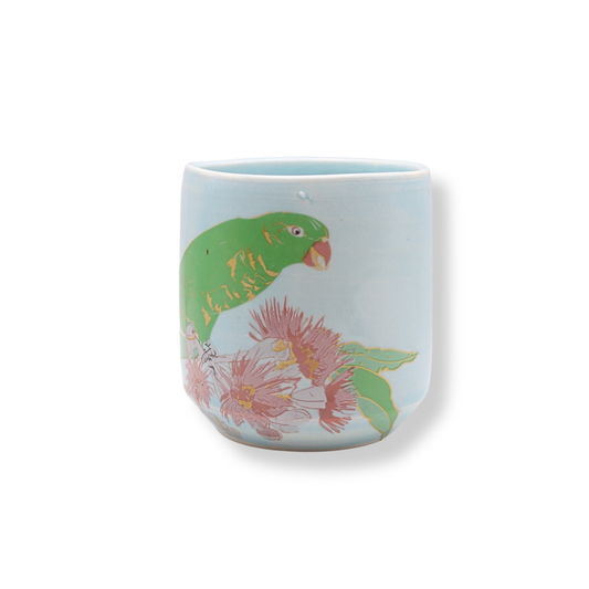 Blue House Porcelain Blue Latte Cup | Scaly-breasted Lorikeet #1