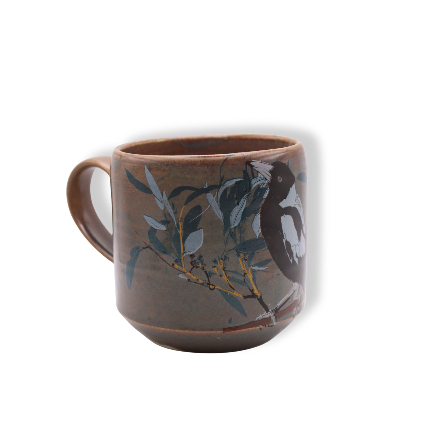 Blue House Porcelain Brown Mug | Magpie with Eucalyptus #2