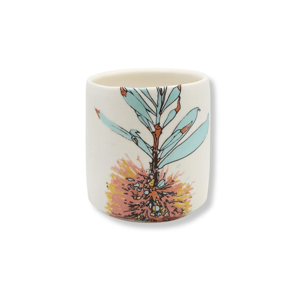 Blue House Porcelain White Latte Cup | Bottlebrush  #1