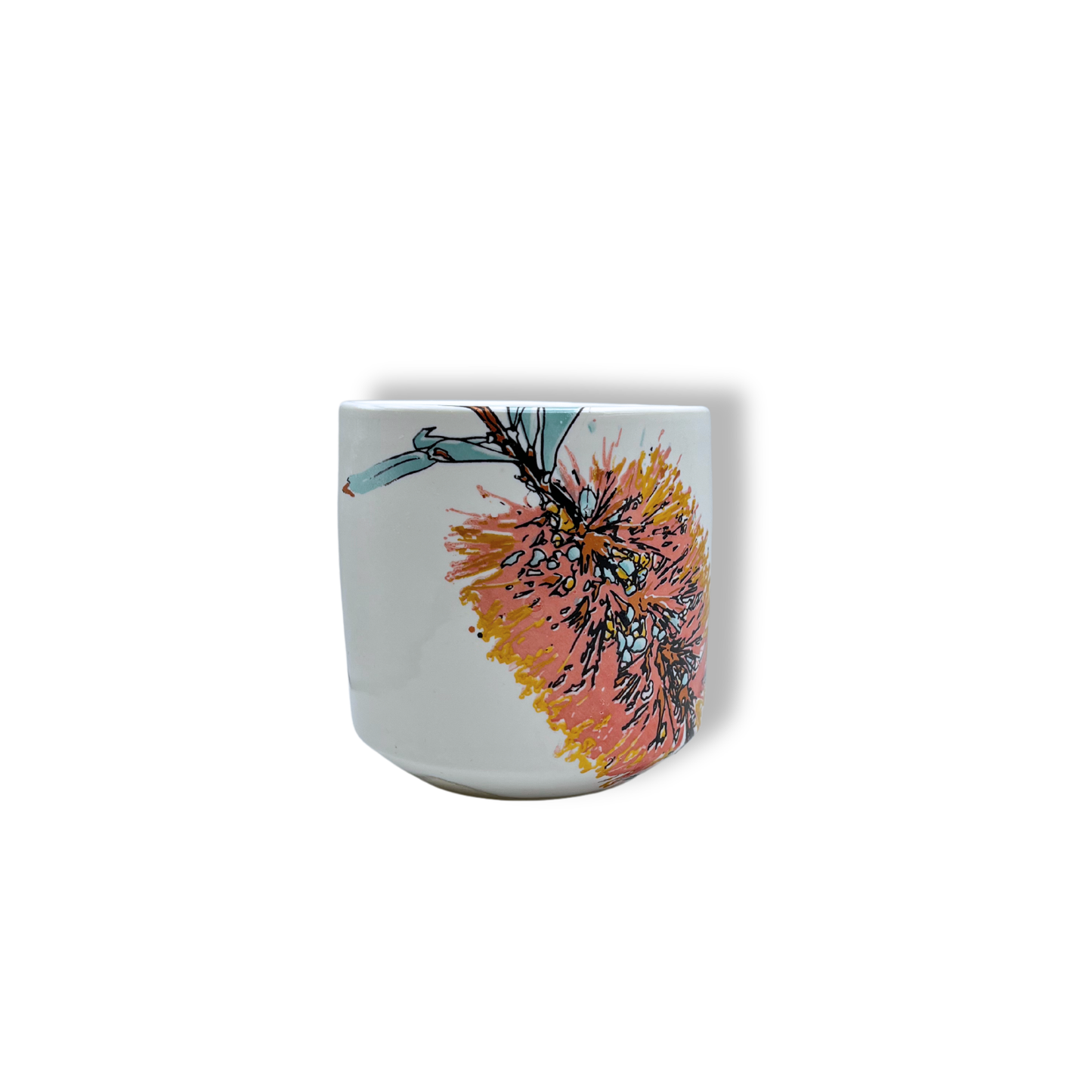 Blue House Porcelain Latte Cup | White Bottlebrush  #1