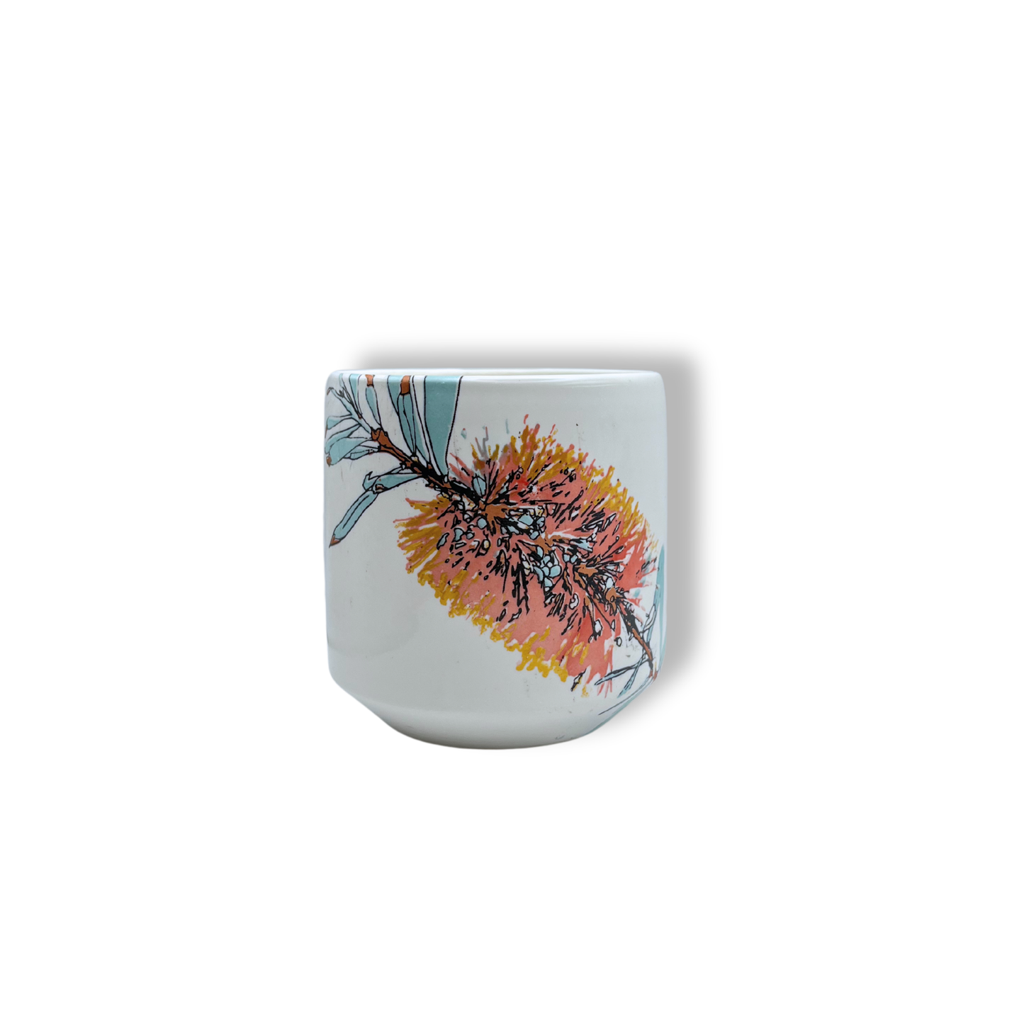 Blue House Porcelain Latte Cup | White Bottlebrush #2