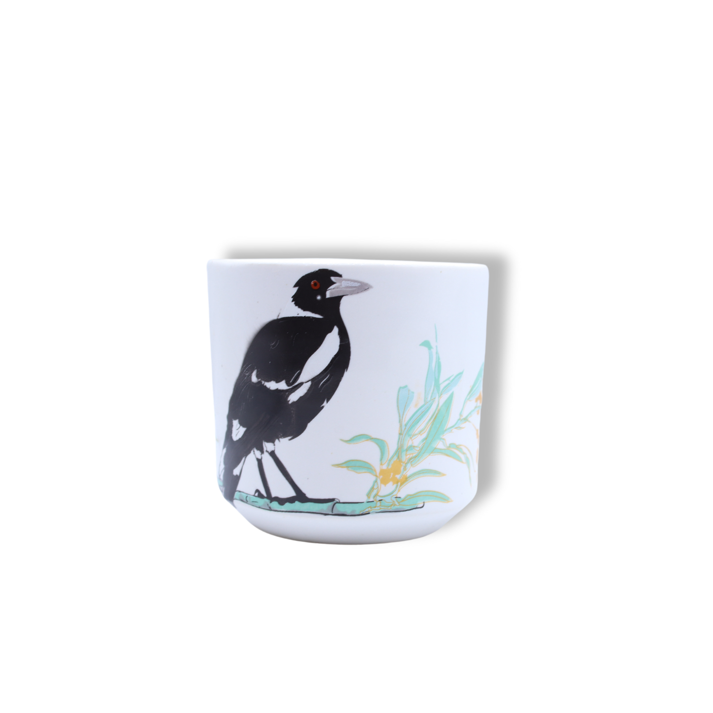 Blue House Porcelain White Latte Cup | Magpie with Wattle #2