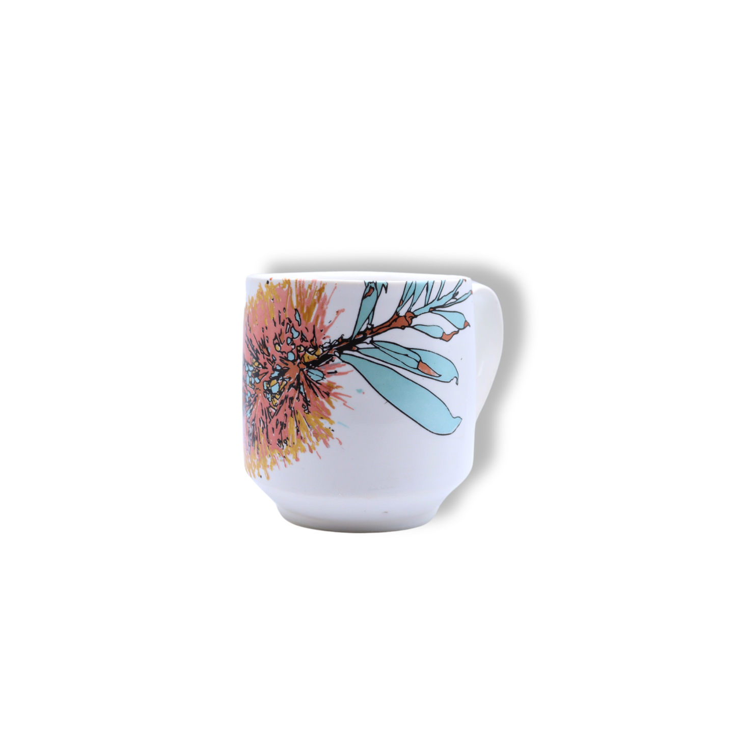 Blue House Porcelain White Mug | Bottlebrush #2