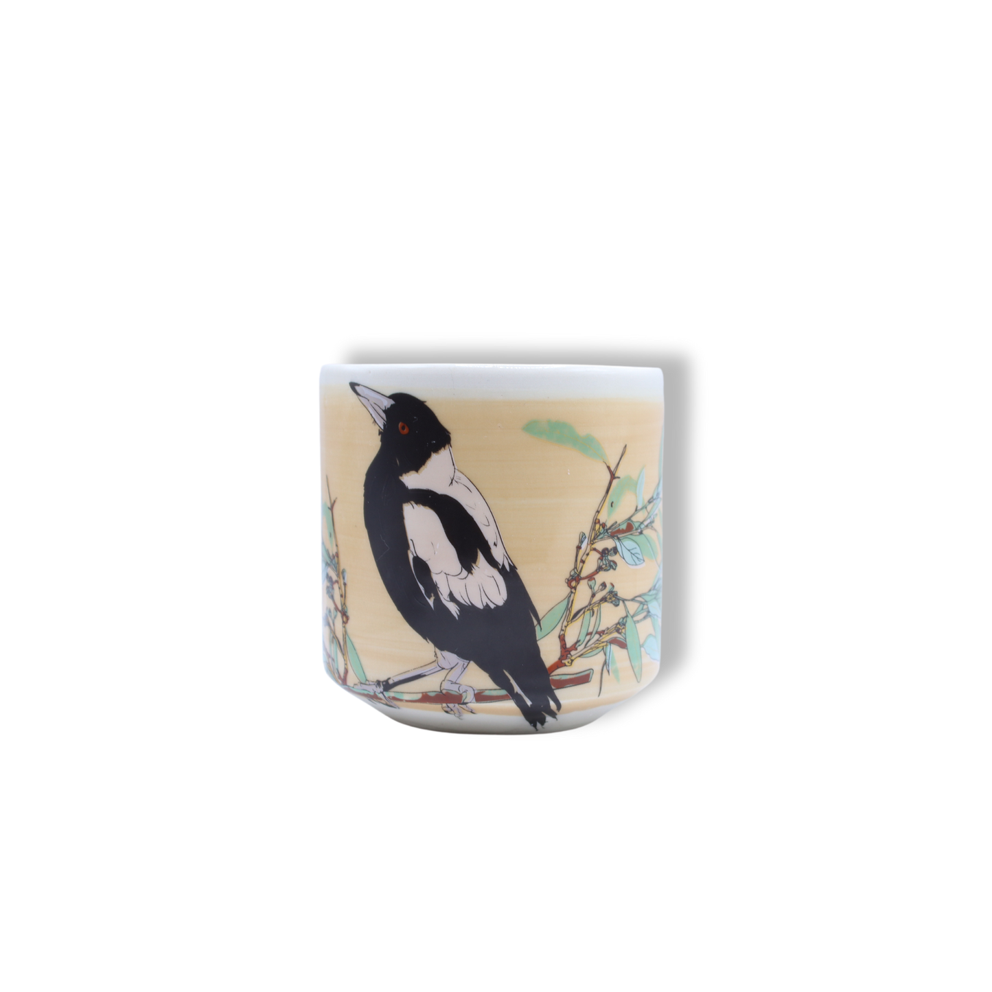 Blue House Porcelain Sepia Latte Cup | Magpie with Eucalypt