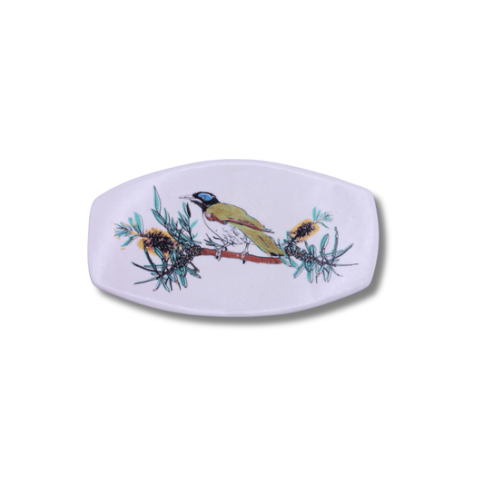 Blue House Porcelain Small Platter | Blue-faced Honeyeater