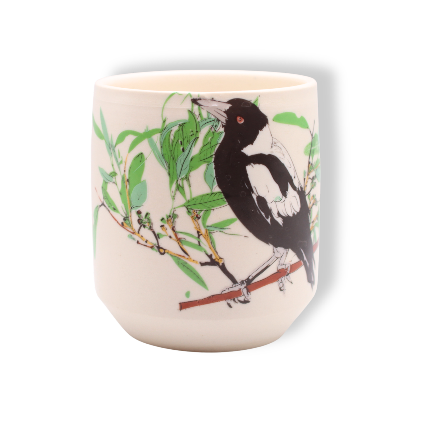 Blue House Porcelain White Latte Cup | Magpie with Eucalyptus