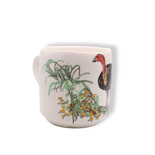 Blue House Porcelain White Mug | Brush Turkey